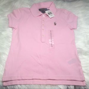 Ralph Lauren Girls Sz Small/7 Pink Polo Shirt NWT